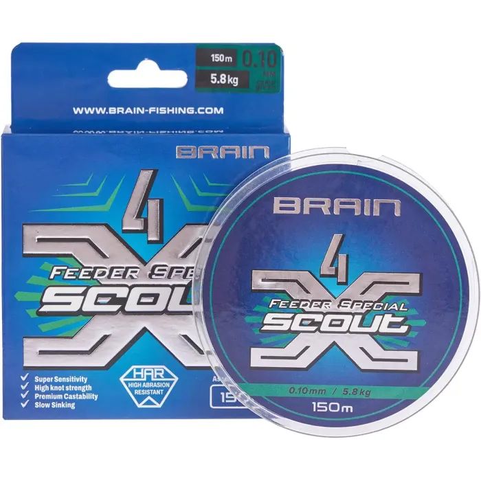 Шнур Brain Scout 4X 150m (camo) 0.163mm 9.8kg Фото