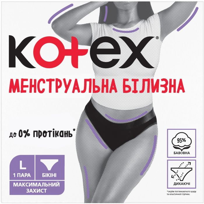 Гигиенические прокладки Kotex Менструальна білизна розмір L 1 шт. Фото