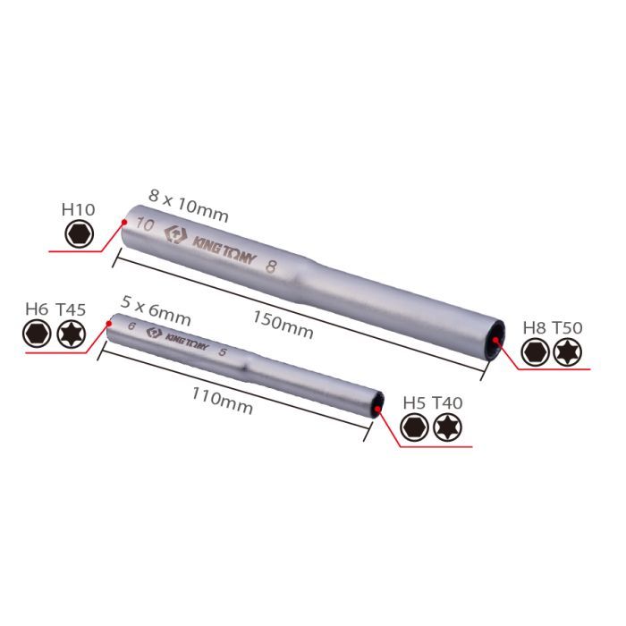 Удлинитель для инструмента KING TONY 5x6 8x10 мм Фото
