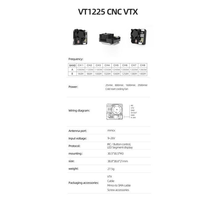 Видеопередатчик (VTX) Skyzone 2.5W 1.2GHz 16CH Фото 3
