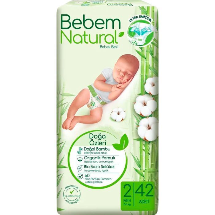 Подгузники Bebem Natural 2 mini 3-6 кг 42 шт Фото