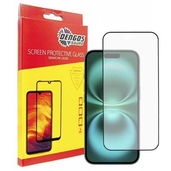 Стекло защитное Dengos Full Glue iPhone 16 (black) Фото