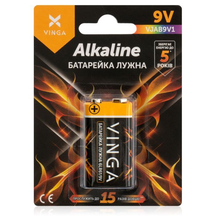 Батарейка Vinga 9V 6LR61 Alkaline Фото
