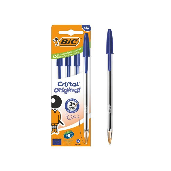 Ручка масляная Bic Cristal, синяя, 4 шт Фото