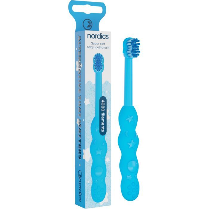 Детская зубная щетка Nordics Baby 4080 Soft блакитна Фото