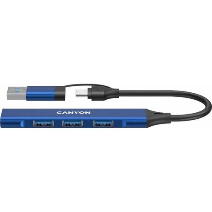 Концентратор Canyon hub DS-02 4in1 USB-A/C Blue Фото