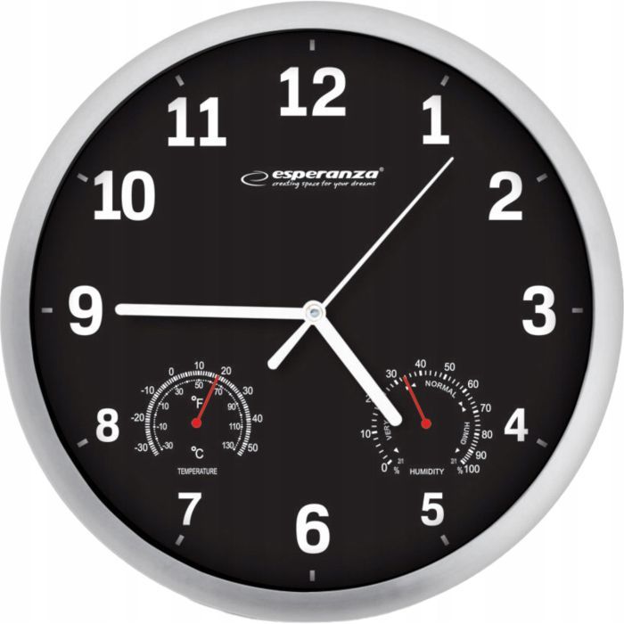 Настенные часы Esperanza Wall Clock Lyon 25см Black Фото