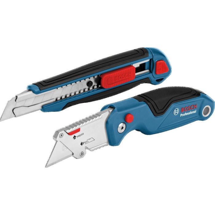 Нож монтажный Bosch набір 2 шт, складний трапецієподібний, сегментован Фото