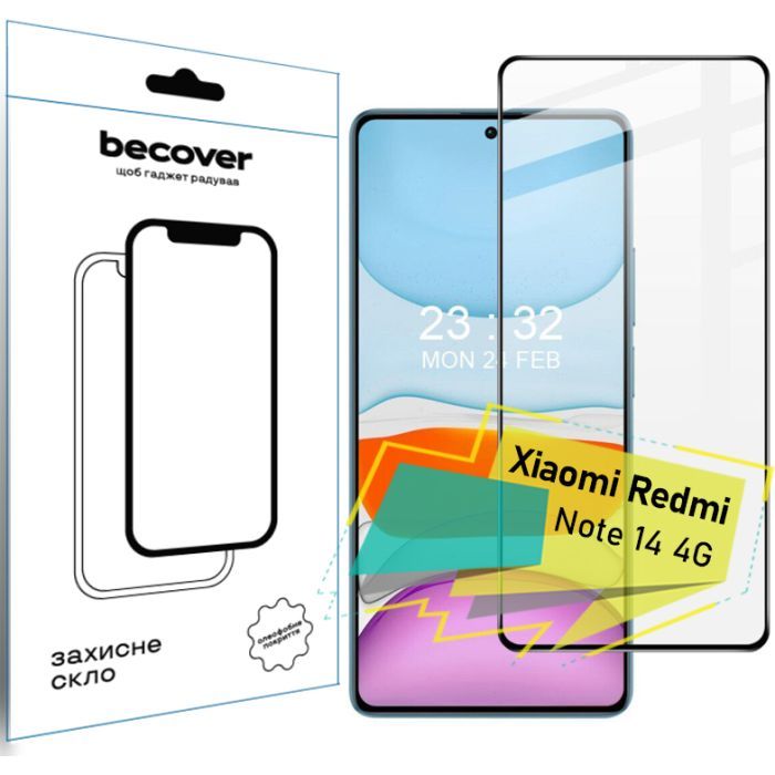 Стекло защитное BeCover Xiaomi Redmi Note 14 4G Black Фото