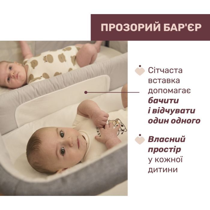 Кроватка Chicco Next2Me Twins для двійні сірий Фото 5