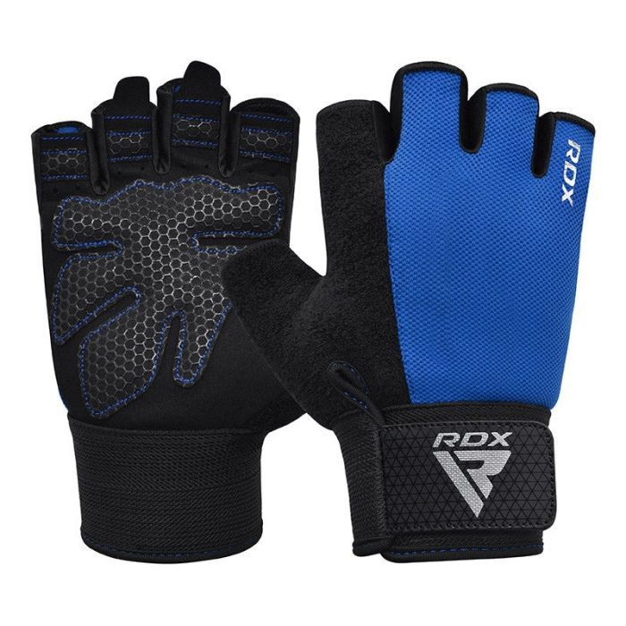 Перчатки для фитнеса RDX W1 Half Blue Plus S Фото