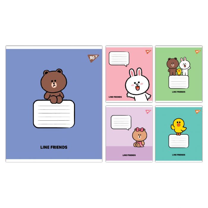 Тетрадь Yes Line Friends Stylish А5 12 аркушів клітинка Фото