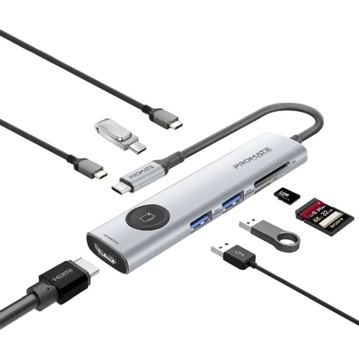 Концентратор Promate USB-C 9-in-1 Promate comandhub-lite Фото