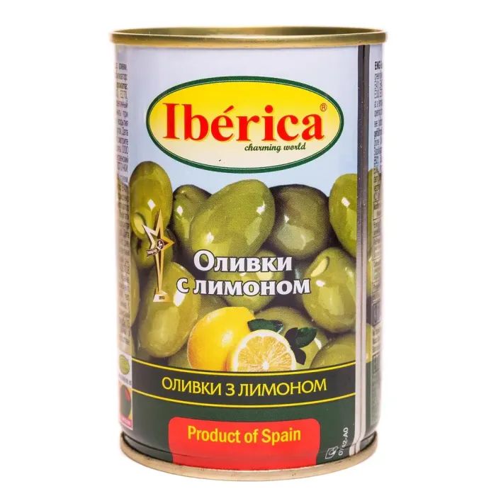 Овощная консервация Iberica Оливки зеленые фаршированные лимоном 300 г Фото