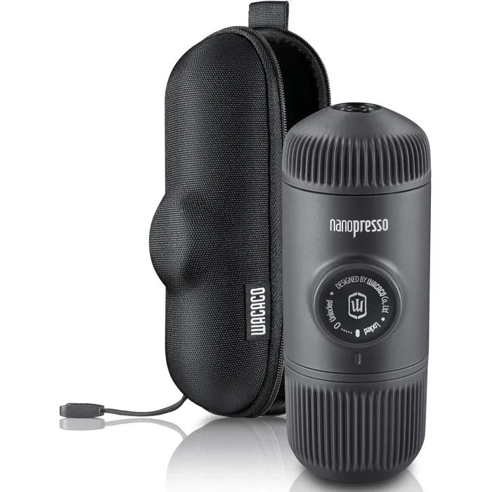 Кофеварка кемпинговая Wacaco Nanopresso з чохлом сіра Фото