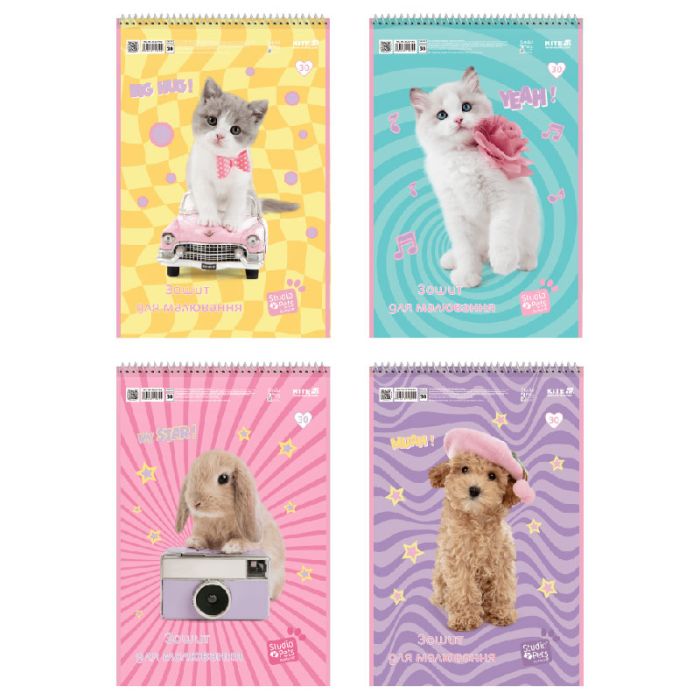 Альбом для рисования Kite Studio Pets, 30 аркушів Фото