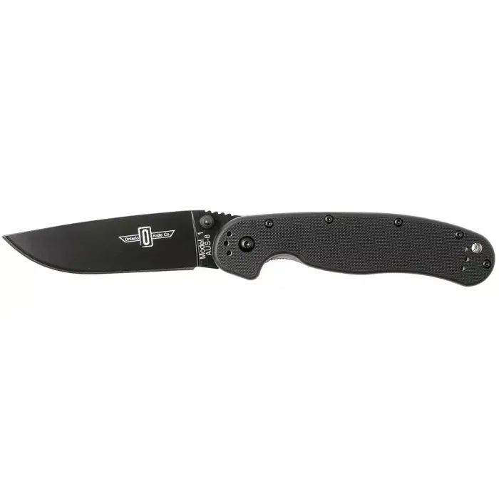 Нож Ontario Knife RAT I AUS-8 Black, Black Blade Фото