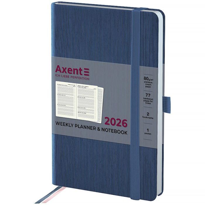 Еженедельник Axent датированный 2026 Partner Lines 125х195, голубой Фото