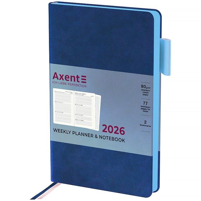 Еженедельник Axent датированный 2026 Partner Soft Muse 125х195, синий Фото