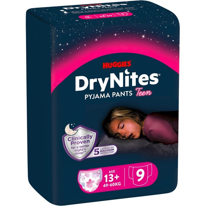 Подгузники Huggies DryNites для дівчаток 13+ років, 9 шт Фото
