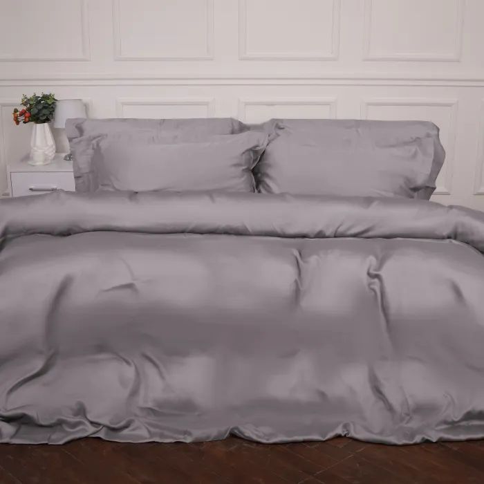 Постельное белье MirSon Tencel №06 Gray 200x220 Евро Фото