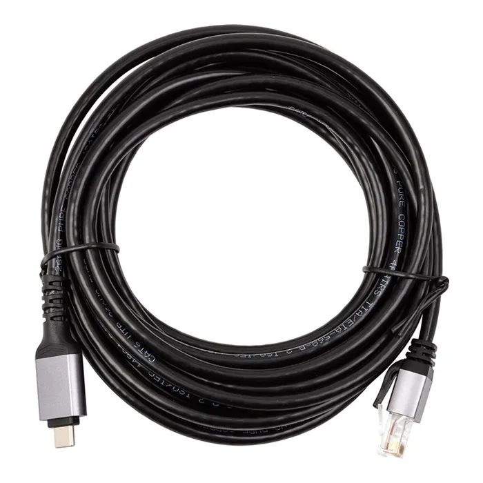 Дата кабель PowerPlant USB-C to RJ45 Ethernet 5.0m Фото
