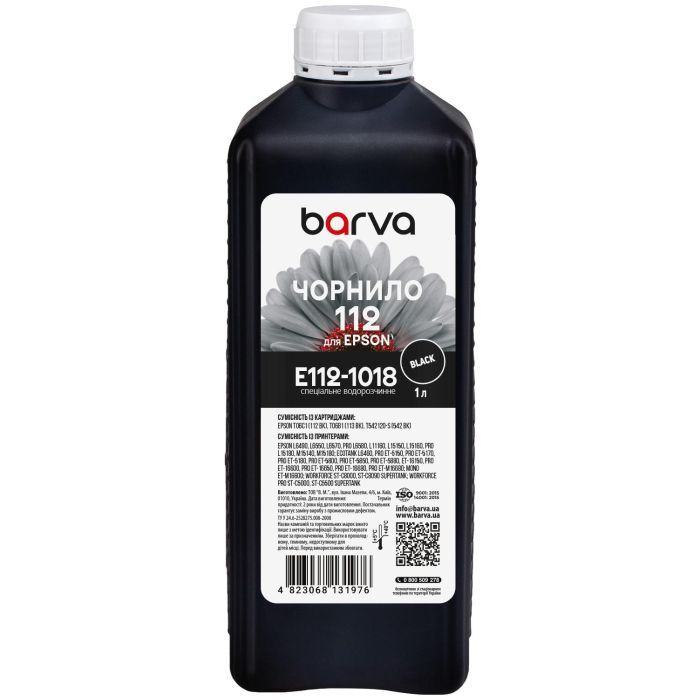 Чернила Barva Epson 112 1 л, special, black Фото