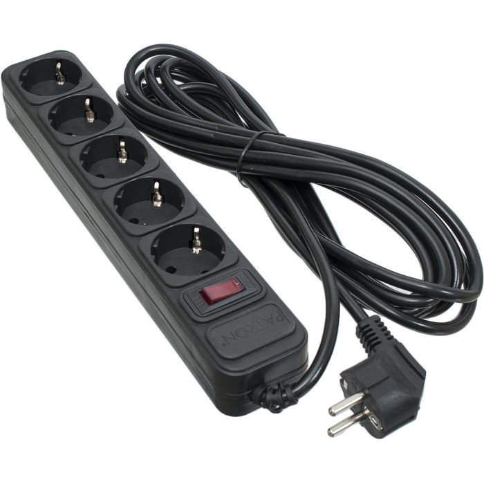 Фото - Сетевой фильтр / удлинитель Patron Мережевий фільтр живлення  5.0 m3*1mm2 (SP-1055) 5 розеток BLACK  EXT-PN-SP-1055 (EXT-PN-SP-1055)
